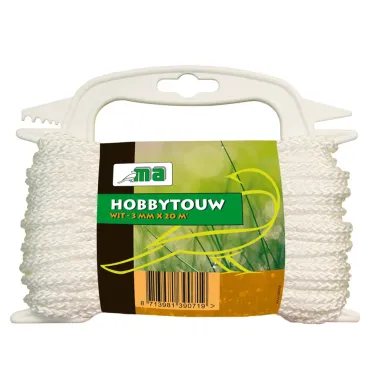 Hobbytouw wit 3mm rol a 20mtr