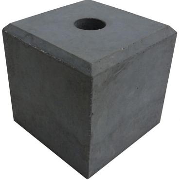 Betonpoer antraciet glad TH-07 22x22x20cm met doorlopend gat 4cm