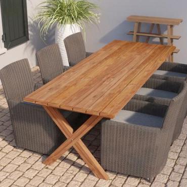 Tuintafel Rustiek 350x100x78cm teak met kruispoten