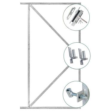 IJzeren deurframe compleet 155x90cm incl 2 ogen+2 duimen+luxe inbouwslot rvs