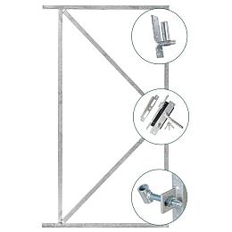 IJzeren deurframe compleet 155x110cm incl 2 ogen+2 duimen+luxe inbouwslot rvs