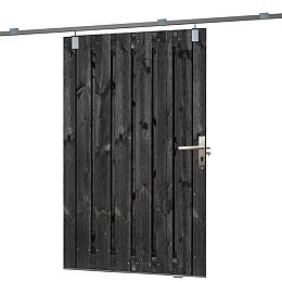 Schuifdeur 130x195cm recht zwart incl rail 300cm, plafondbevest, slot, slotvanger, 2xklem, 2xkatrol