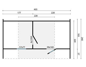 Oval sauna (vuren hout) 240x400x245cm