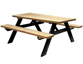 Picknicktafel Easy met zwart onderstel 4,2cm dik bladmaat 180x70cm