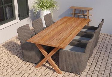 Tuintafel Rustiek 350x100x78cm teak met kruispoten