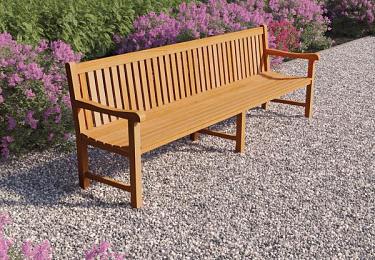 Parkbank Norwich 250x51x91cm teak extra middenpoten