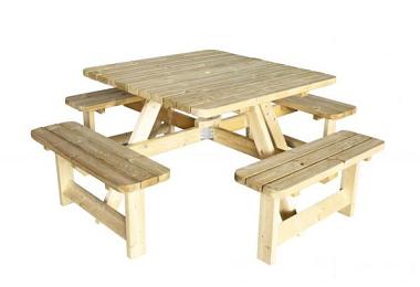 Picknicktafel Vierkant 4cm dik bladmaat 115x115cm