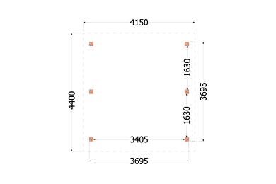 Kapschuur de Hoeve XL 415x440x375cm (bxdxh)