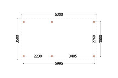 Zadeldak Betula 630x350x315cm (bxdxh)