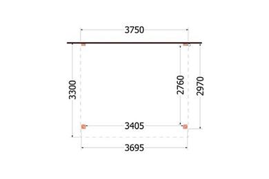 Aanbouwveranda Ancona 375x330x260cm (bxdxh)