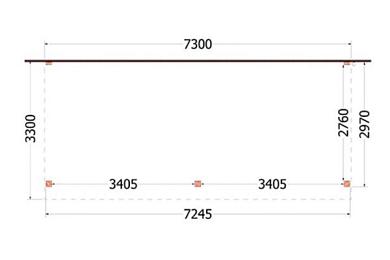 Aanbouwveranda Ancona 730x330x260cm (bxdxh)