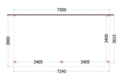 Aanbouwveranda Ancona 730x390x260cm (bxdxh)