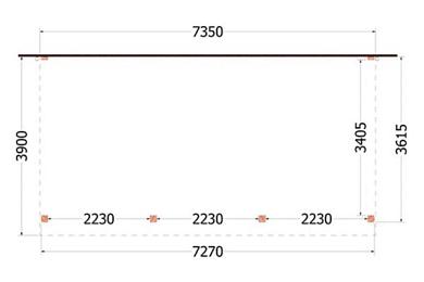 Aanbouwveranda Ancona 735x390x260cm (bxdxh)