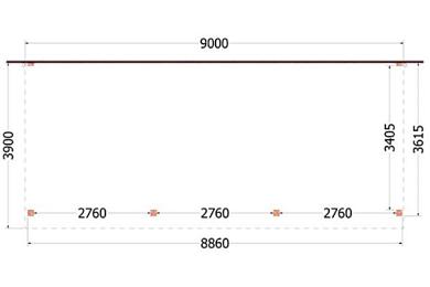 Aanbouwveranda Ancona 900x390x260cm (bxdxh)