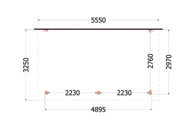 Aanbouwveranda Lucca 555x325x260cm (bxdxh)