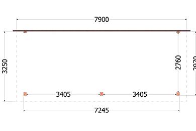 Aanbouwveranda Lucca 790x325x260cm (bxdxh)