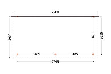 Aanbouwveranda Lucca 790x390x260cm (bxdxh)