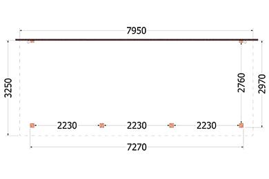 Aanbouwveranda Lucca 795x325x260cm (bxdxh)