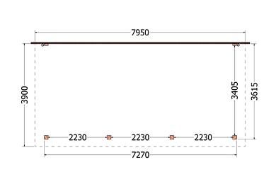 Aanbouwveranda Lucca 795x390x260cm (bxdxh)