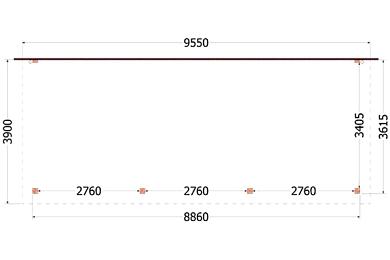 Aanbouwveranda Lucca 955x390x260cm (bxdxh)