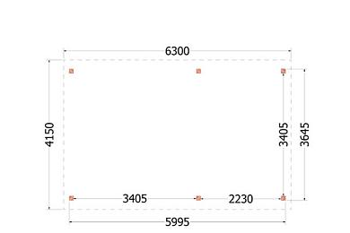 Zadeldak Betula 630x415x335cm (bxdxh)