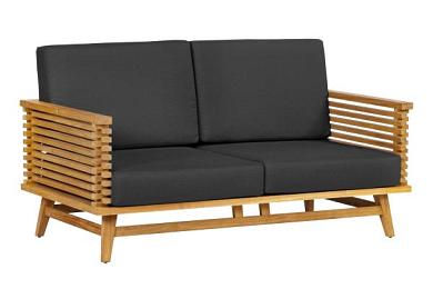 Loungeset Riverside 2-zits bank 150x80x83cm teak met antraciet kussen