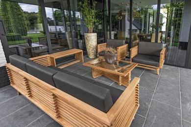 Loungeset Riverside bijzet bankje 110x35x45,5cm teak