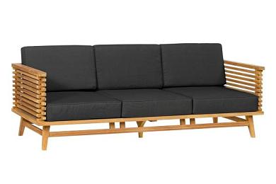 Loungeset Riverside 3-zits bank 220x80x83cm teak met antraciet kussen