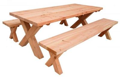 Tuinset Xavi Excellent 2 x bank en 1 x tafel onbehandeld