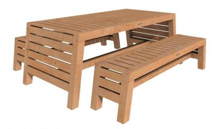 Tuinset Riva Excellent 2 x bank en 1 x tafel onbehandeld