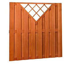 Hardhouten plankenscherm recht verticaal met V-trellis 180x180cm