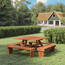 Picknicktafel Vierkant 210x210x75cm hardhout